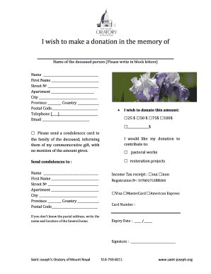 Memorial Donation Form
