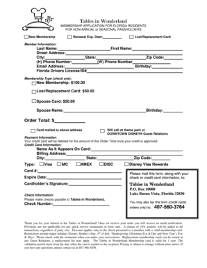 Tables in Wonderland Membership Application