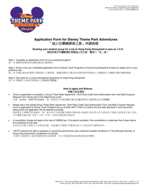 Disney Theme Park Adventures Application Form