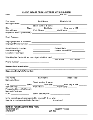 Client Intake Form - Divorce With Children