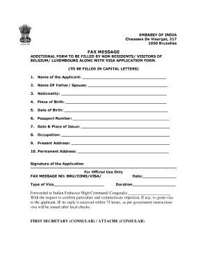 India Visa Application Form for Non-Residents
