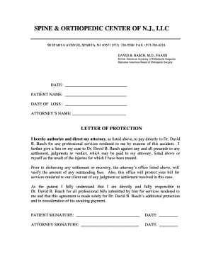 Letter of Protection for Medical Services