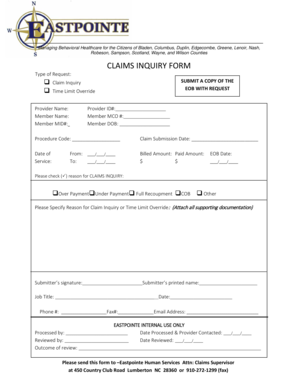Claims Inquiry Form