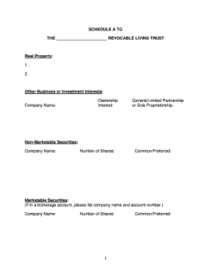Schedule A to Revocable Living Trust