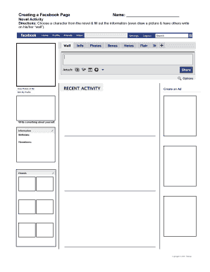 Novel Character Facebook Page Activity