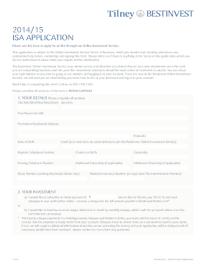 2014/15 ISA Application Form