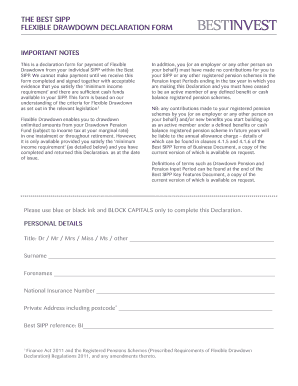 Best SIPP Flexible Drawdown Declaration Form
