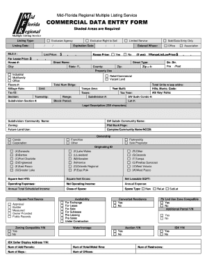 Mid-Florida Regional Commercial Data Entry Form