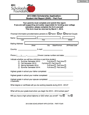 2013 EMA Scholarship Application