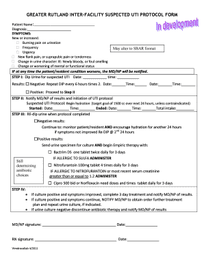 Greater Rutland Suspected UTI Protocol Form