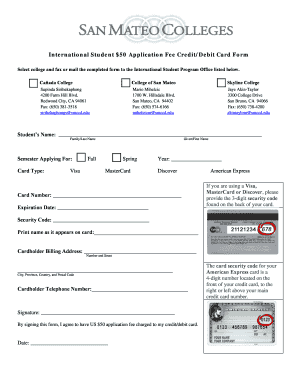 International Student Application Fee Form