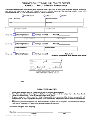 Payroll Direct Deposit Authorization Form - San Mateo County ... - smccd