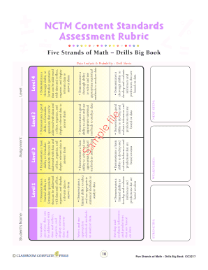 NCTM Content Standards Assessment Rubric