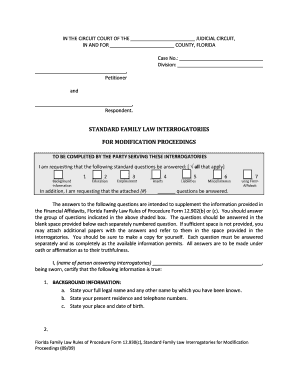 Florida Family Law Interrogatories for Modification Proceedings