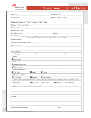 Employment Status Change Form