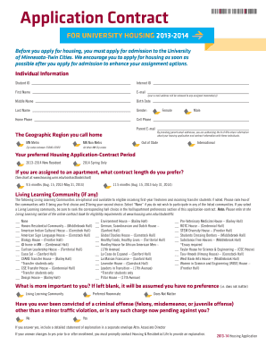 University Housing Application Contract