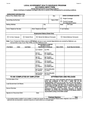 Local Government Health Insurance Enrollment Form