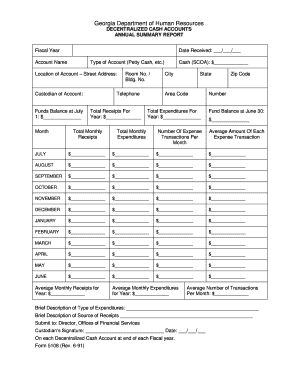 Georgia Decentralized Cash Accounts Annual Summary Report