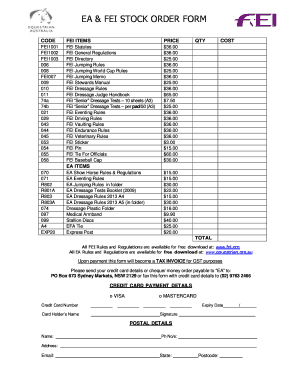 EA & FEI Stock Order Form