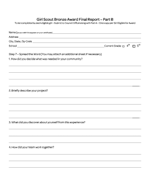 Girl Scout Bronze Award Final Report