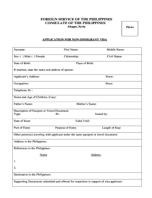 Philippines Non-Immigrant Visa Application