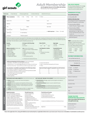 Girl Scouts Adult Membership Form