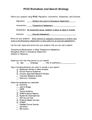 PICO Worksheet and Search Strategy