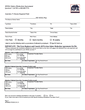 403(b) Salary Reduction Agreement