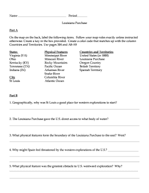 Louisiana Purchase Map Activity Worksheet