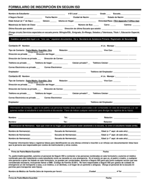 Formulario de Inscripción en Seguin ISD