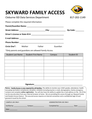 Skyward Family Access Form