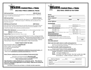 2013 Half-Price Carnival Packs Order Form