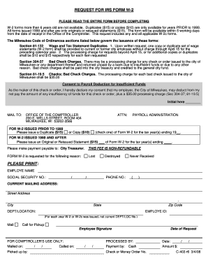 Request for IRS Form W-2