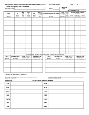 Milwaukee County Supplemental Timesheet