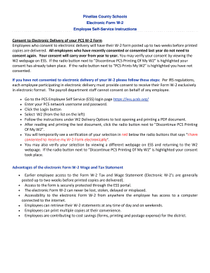 Pinellas County Schools W-2 Consent Form