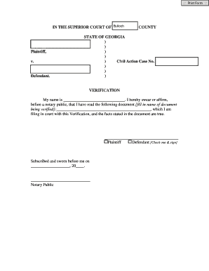 Georgia Verification Form