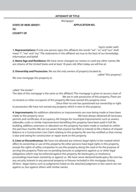 Affidavit of Title for Mortgage