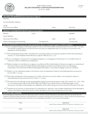 New Jersey Seller’s Residency Certification/Exemption Form GIT/REP-3