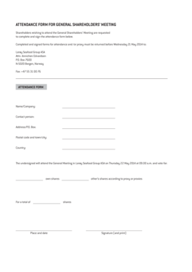 Shareholder Attendance and Proxy Form