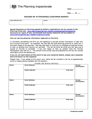 Attendance Sheet PDF - Planning Portal - planningportal gov