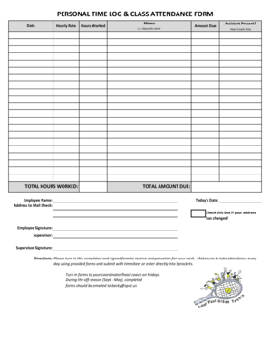 PERSONAL TIME LOG & CLASS ATTENDANCE FORM - stpaulurbantennis