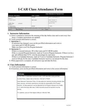 I-CAR Class Attendance Form