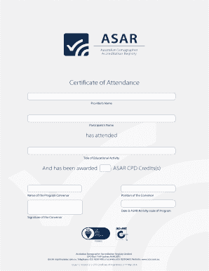 ASAR CPD Certificate of Attendance