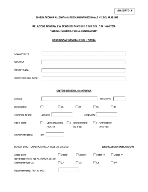 Scheda Tecnica per Lavori di Costruzione