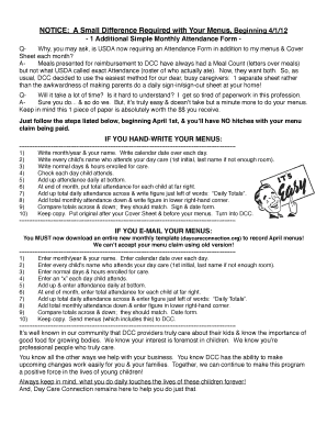 Attendance Form Instructions - Day Care Connection - daycareconnection