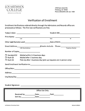 Verification of Enrollment Form