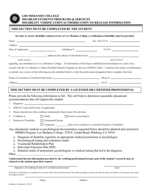 Disability Verification Form