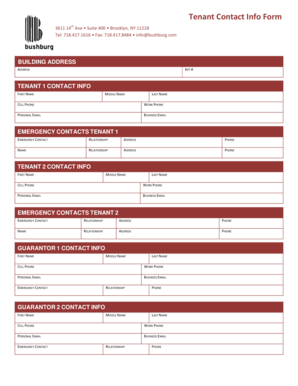 Tenant Contact Info Form