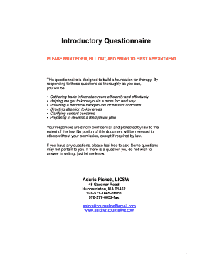 Introductory Therapy Questionnaire
