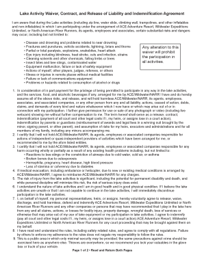 Lake Activity Waiver and Release of Liability
